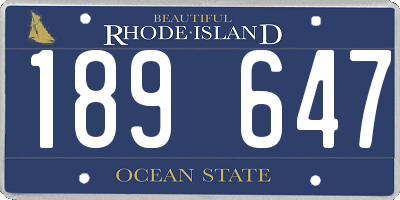 RI license plate 189647