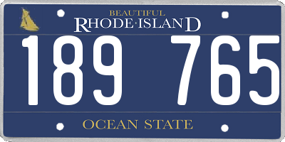 RI license plate 189765