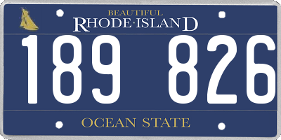 RI license plate 189826