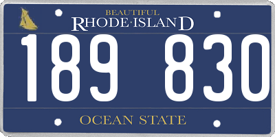 RI license plate 189830