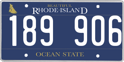 RI license plate 189906