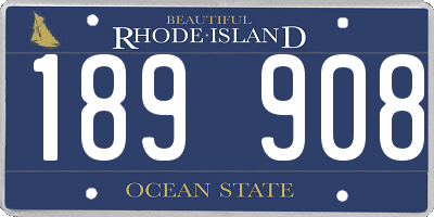 RI license plate 189908