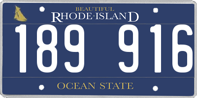 RI license plate 189916