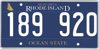 RI license plate 189920