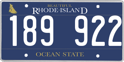 RI license plate 189922