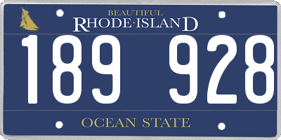 RI license plate 189928