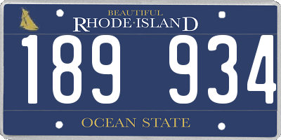 RI license plate 189934