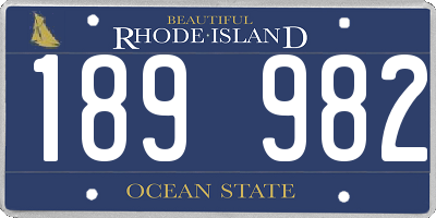 RI license plate 189982