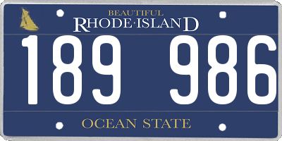RI license plate 189986