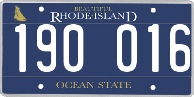 RI license plate 190016