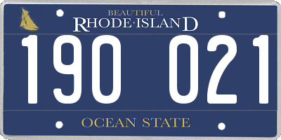 RI license plate 190021