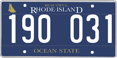 RI license plate 190031