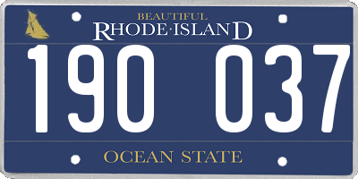 RI license plate 190037