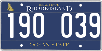 RI license plate 190039