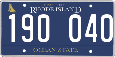 RI license plate 190040