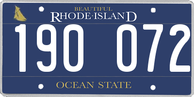 RI license plate 190072