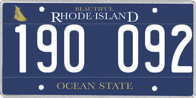 RI license plate 190092