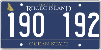 RI license plate 190192