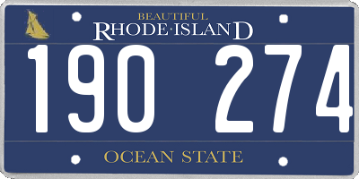 RI license plate 190274