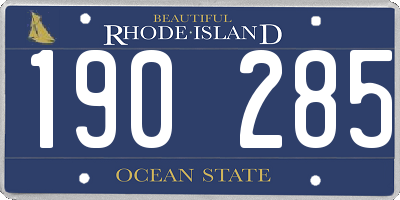 RI license plate 190285