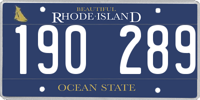 RI license plate 190289