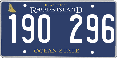 RI license plate 190296