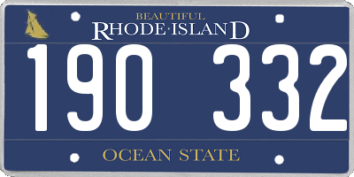 RI license plate 190332