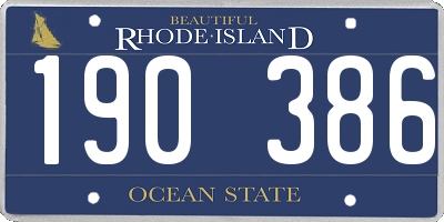 RI license plate 190386