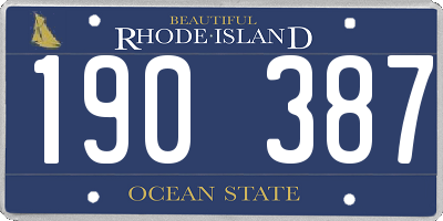 RI license plate 190387