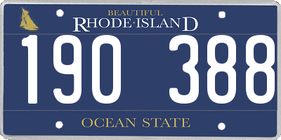 RI license plate 190388