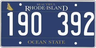 RI license plate 190392