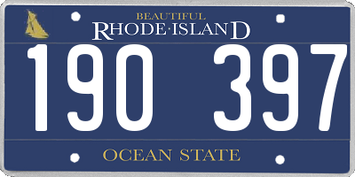 RI license plate 190397