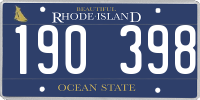 RI license plate 190398