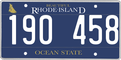 RI license plate 190458