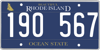 RI license plate 190567