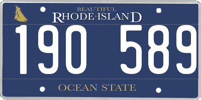 RI license plate 190589