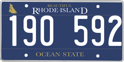 RI license plate 190592