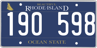 RI license plate 190598
