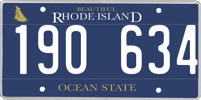 RI license plate 190634