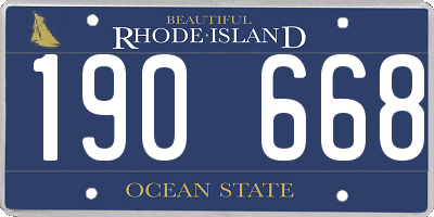 RI license plate 190668