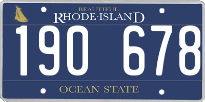 RI license plate 190678