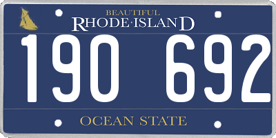 RI license plate 190692