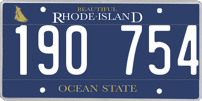 RI license plate 190754