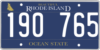 RI license plate 190765