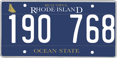 RI license plate 190768