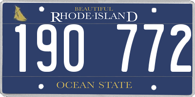 RI license plate 190772