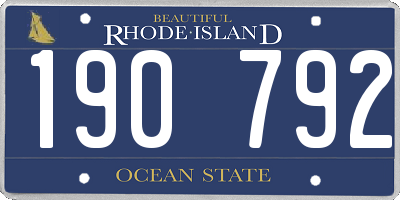 RI license plate 190792