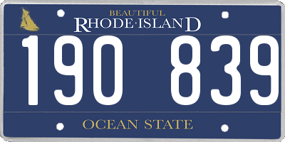 RI license plate 190839
