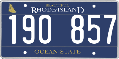 RI license plate 190857