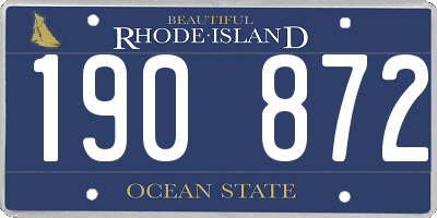 RI license plate 190872